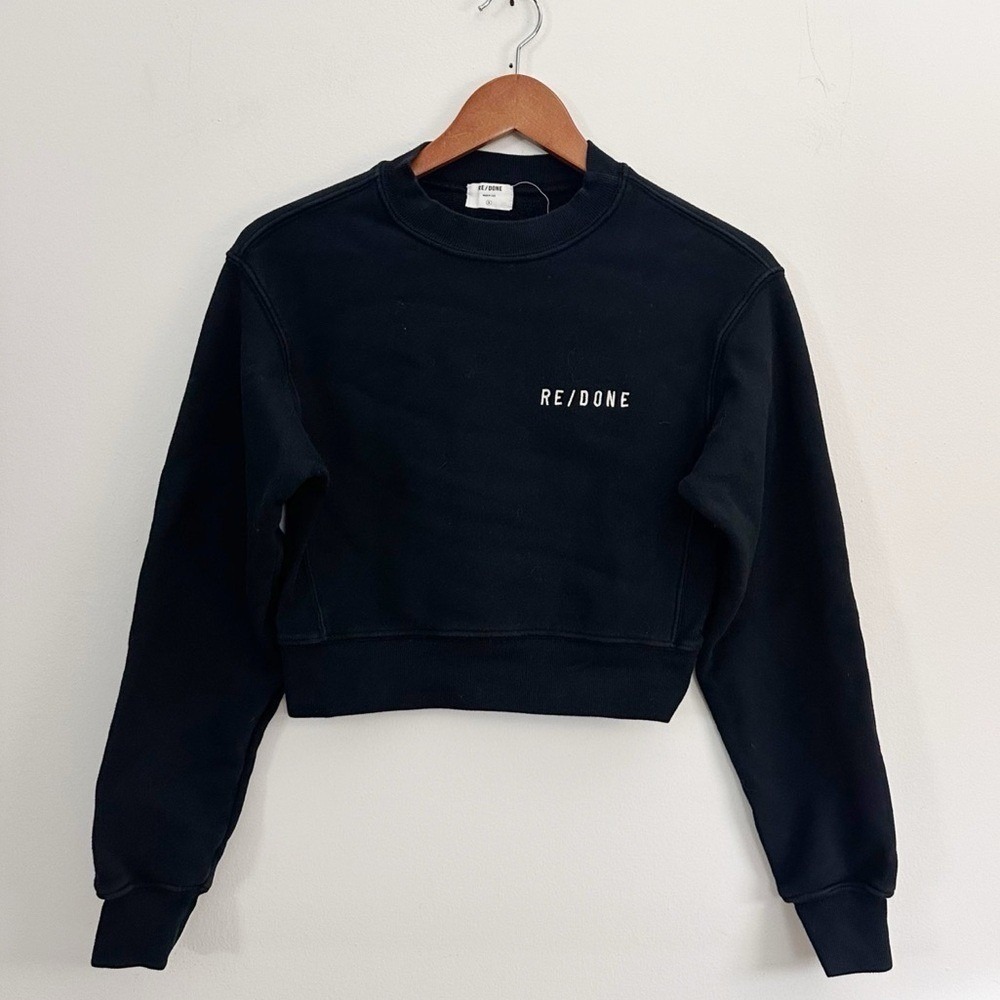 Re/Done‎ Shrunken Cropped Sweatshirt Black size small